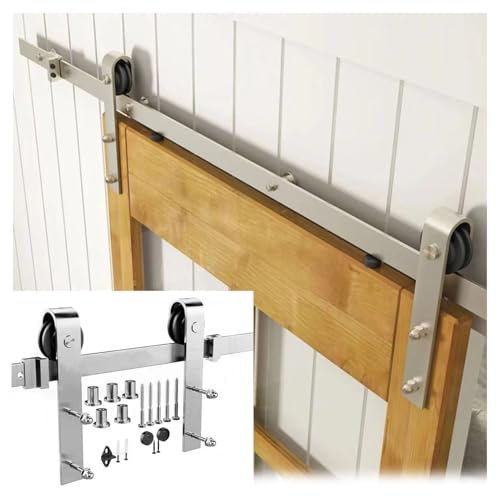 Kit Scorrevole For Porta Singola Del Fienile, Kit Scorrevole For Binario Armadio, Kit Ferramenta For Porta Scorrevole For Impieghi Gravosi,For Porta Singola Larga 77-193 Cm(78.7 Track (Single Door))