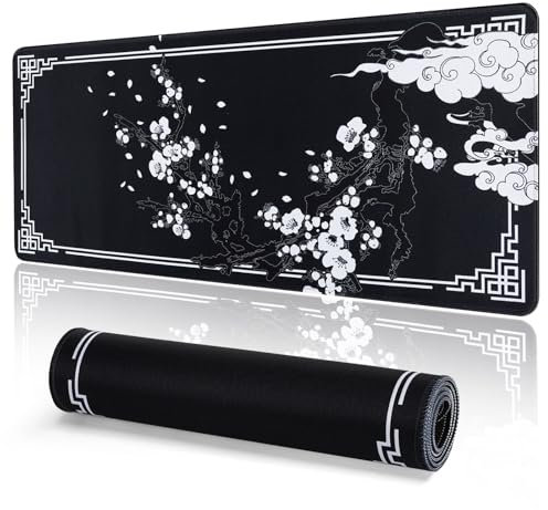 EFISH Tapis de Souris de Jeu Japonais XXL 800 x 300 mm Grand Tapis de Bureau Bords Cousus Imperméable Antidérapant pour PC, MacBook, Ordinateur Portable Améliore la précision et la Vitesse. (B20)