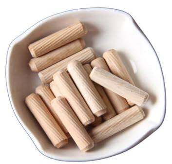 JECOMPRIS 200packung Holzdübel Geriffelt Und Gerade Eukalyptusholz Für Möbel Verbinden Von Holz Für Reparaturen Und Neubauten