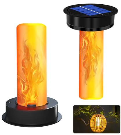 2 Stück Solarleuchten Ersatz Top, Garten Solarleuchten Ersatzteile, Solarleuchten Ersatz für Außenlaternen mit Flamme Effekt, 8cm Solar Ersatzdeckel Solarpanel Hängende für Solarlampen Draußen Deko