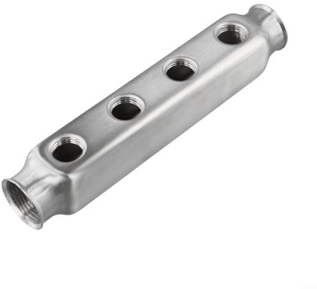 Aprilsunnyzone Tubo in acciaio inox, collettore di distribuzione, accessorio per riscaldamento a pavimento, antiruggine, flusso d'acqua regolare, facile installazione (4 vie)