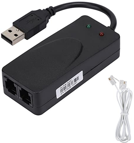 Pissente Dual -Port -Modem, 56K USB2.0 Externer Fax -Modem -Plug -and -Play -56 -KBS -Geschwindigkeit V.92 V.90 Protokoll, Kompatibel mit RJ11 Interface Voicemail Auto -Antwort