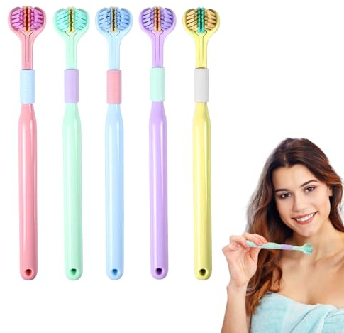 5 pcs Spazzolini da Denti per Bambini, Spazzolino da Denti a Tre Lati，cura dei denti, impugnatura facile, Setole Morbide, Adatti per Bambini di età Superiore ai 2 Anni - Multicolore
