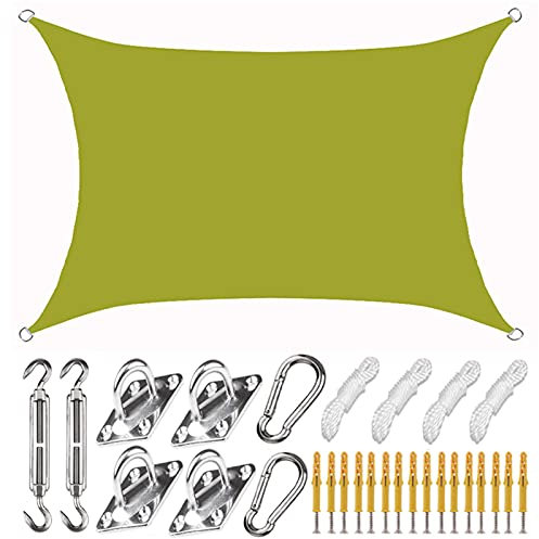 TBATM Parasol De Plage, Voile D'ombrage, Protection UV, Ombre Extérieure, Toile D'ombrage Courbée Et Résistante Aux Déchirures pour Patio Et Jardin Jaune Vert,2x4m