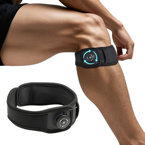 Origintek Rodillera con banda rotuliana ajustable con dial – Soporte para tendón rotuliano, rodillera deportiva para correr, saltar, senderismo, tenis, hombre y mujer (M: 33–43cm)