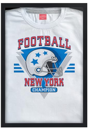 Americanflat 13.5x20 T-Shirt Frame - Black | Shatter-resistant glass, folding insert keeps shirts crease-free, hanging hardware for jerseys, tees, and gear