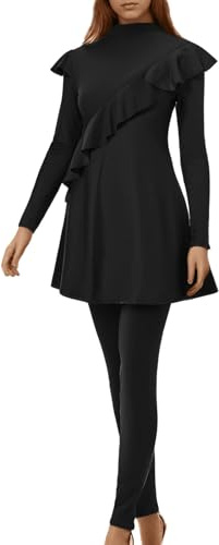 Generisch Burkini Damen Set - Muslimische Badeanzug 3-Teilig mt Hijab & Hoher Taillen Hose Islamischer Schwimmanzug Bademode Muslim Ganzkörper-Badeanzüge Sport Swimwear