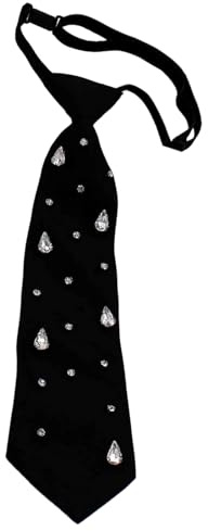 Qcbuegof Camicia da donna Cravatta con strass scintillanti per la festa della scuola, chiusura regolabile, cravatta nera prelegata, No. 1, Taglia unica