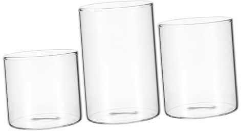 SEWOART 3 Piezas Vasos de Vidrio para Velas Aromáticas Portavelas Cilíndricos Transparentes Diseño y Elegante para Decoración de Bodas y
