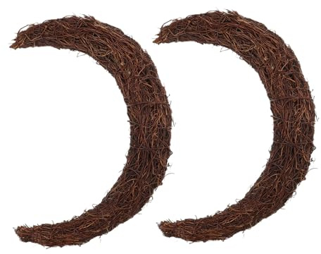 PartyKindom 2pcs Moon Shape Rattan Vine Wreath Diy Natural Wreath Ring for Christmas Front Door Wall Hanging Decorations Dried Twig Branches