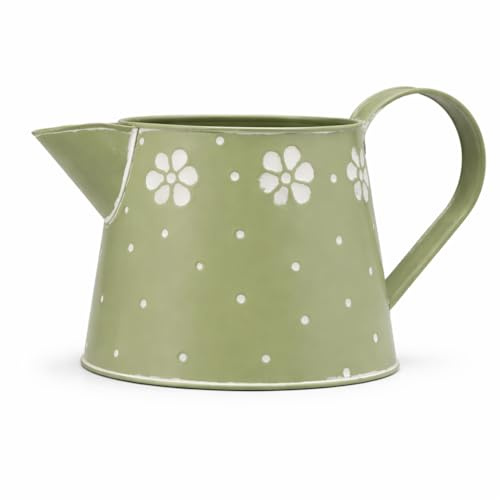 The Happy Garden Gießkanne mit Lippen, verzinkt, langlebige Metall-Wasserkanne für Innen- und Außenpflanzen, präziser Ausgießer, dekoratives grünes Gartenzubehör, 1,5 l Fassungsvermögen (grün)