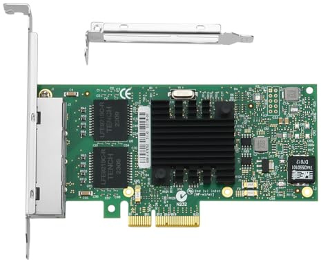Fangxuee I350-T4V2 Scheda di Rete Gigabit Ethernet Pci-e X4 A 4 Porte Quad Rj45 Server Nic Interno 1000 Mbps per Computer PC Desktop Facile da Usare