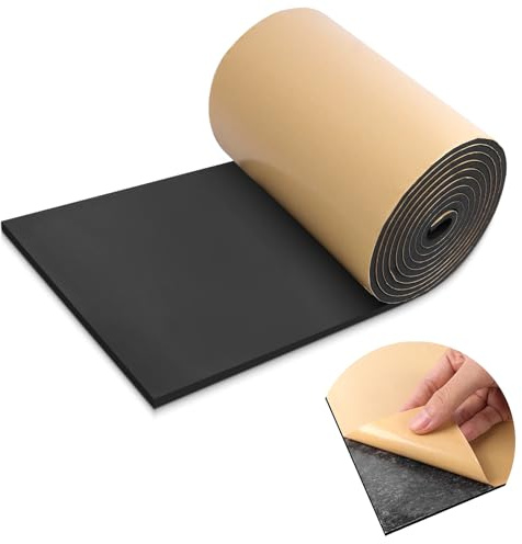 LSGCQ Rotolo di schiuma adesivo multifunzionale rotolo gommapiuma fogli di schiuma tappetino antivibrante (300mm×6mm×1,5m, Nero)