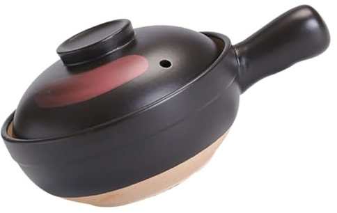 ABOOFAN Casserole en Terre Cuite Petite Taille Noire Rouge Poignée, Marmite Cuisine pour Gaz, Cuisson Lente et Conservation Chaleur Usage Domestique, Cocotte Individuelle