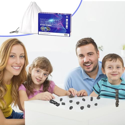 Generisch 20 PCS Magnetspiel, Tragbar Magnetisches Schachspiel, Magnet Schach Tischspiele, Camping-Spiele mit magnetischen Steinen und Spielseil für Familienfeiern, Geburtstagsparty-Spiel