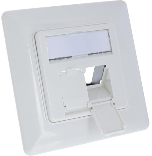 Inline Frame Set for 2X RJ45 Keystone Module, SNAP-in, Flush-Mounted, Narrow 32 mm Design, Network Socket with Labelling Field, White, 76202U