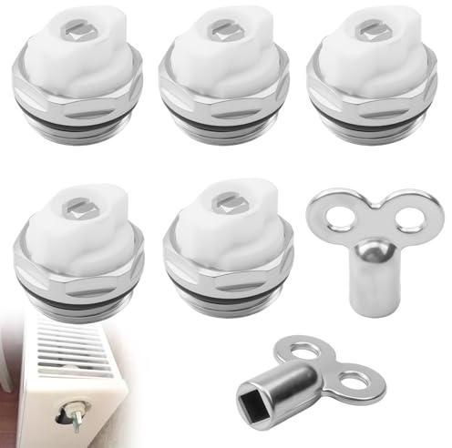 5 Purgeurs De Radiateur Avec 2 Clés De Purge Vanne De Purge De Radiateur 1/2 Pouce En Laiton Clé De Purge Pour Radiateur Chauffage Manuel Avec Joint Silicone Résistant
