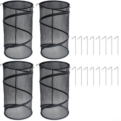 Feeshoppher Up Plant Protection Cover Mesh Tent with Steel Frame and L Shaped Ground Spikes for Garden Greenhouse Outdoor Raised Beds Vegetable Flower Shrubs Animal Barrier Netting A(4pcsBlack)