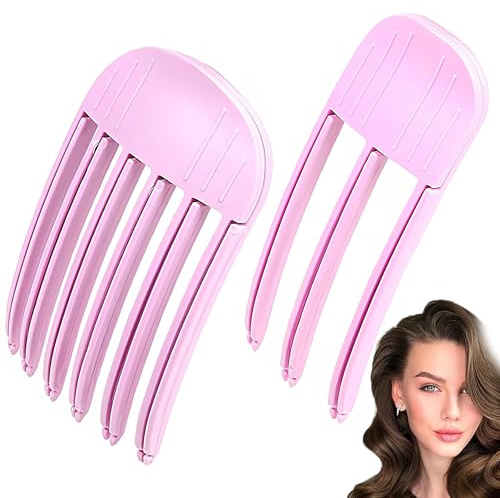 LEOUEANR 2 pinzas para el cabello con volumen, peines para mujeres para crear flequillo esponjoso y levantar la corona en las raíces del cabello con estilo sin calor (magenta)