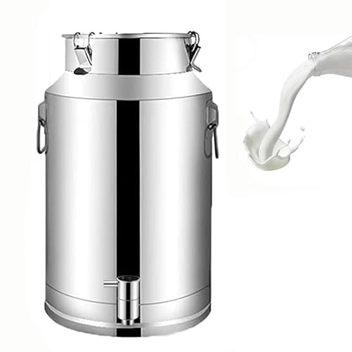 Bidon Inox Avec Robinet 201 Pot a Lait Inox Couvercle De Transport De Lait De Ferme Bidon De Baratte,7Liters
