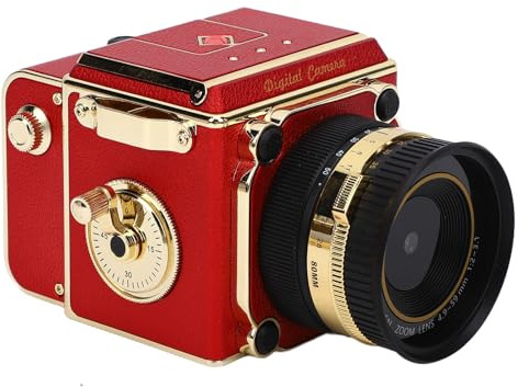 Plyisty Fotocamera Digitale Vintage, Video HD da 56 MP 2,7 K Zoom Digitale 16x con Impostazioni Macro di Messa a Fuoco Automatica Intelligente, per di Fotografie retrò (Rosso)