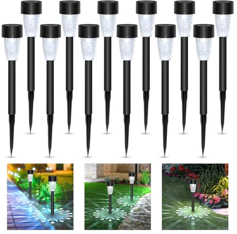 Aigostar 12 Uds Luz Solares Exterior Jardin, Luces LED Solar de Césped