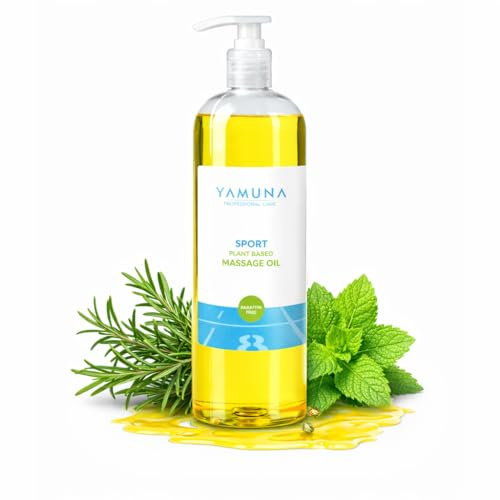 YAMUNA NATURAL BEAUTY Massageöl, 100% pflanzlich, Naturkosmetik aus Ungarn. Professionelles Öl – frei von Paraffin und Parabenen für eine erfrischende Massage.Gratis Spender!(1000 ml, Sport)