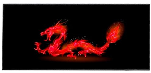 Silent Monsters Musmatta XXL 90 x 40 cm, sydda kanter, Musmattor i tyg halkfri och tyst, Blå Drake, gaming, kontor, hemmakontor - tvättbar, rullbar - kantsöm