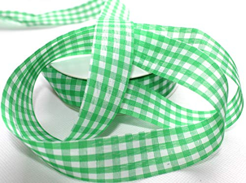 CaPiSo Karoband 25mm Vichy Geschenkband Landhaus Karo Schleifenband Vichykaro Dekoband (Großes Karo Grün, 50m)