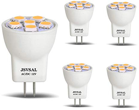 JSVSAL MR8 LED Light Bulbs 2.5W 12V GU4 Bi-pin LED Bulbs Warm White 3000K for RV Boat Camper Yacht Train Motor Home Interior Tiny House Ship Van Truck Sprinter Lighting Tree Lights, 4-Pack