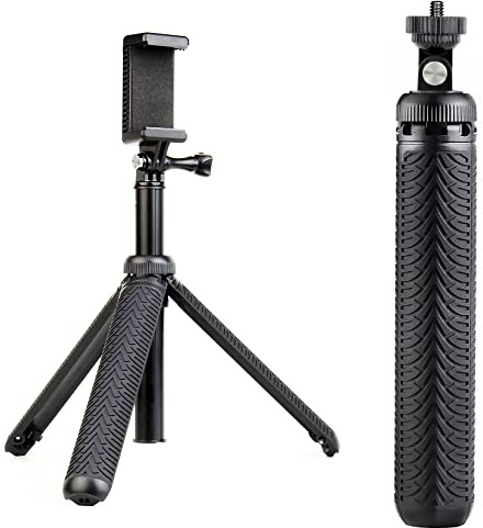 Monopiede per selfie multiuso in alluminio e treppiede portatile per fotocamere GoPro Hero 3, 3+, 4, 5, 6, 7, Session, 2018, telefoni cellulari e altre fotocamere digitalivideocamere con presa per