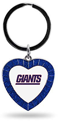 Rico Industries NFL New York Giants NFL Schlüsselanhänger in Herzform, mit Strass, 7,6 cm lang, Königsblau