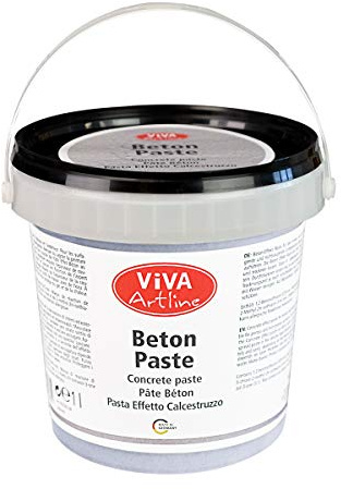Viva Decor Artline Beton Paste (Grau, 1 l) Strukturpaste zum Malen - Betonoptik für Leinwand und Deko - Beton Farbe für Kreative und Künstler - Made in Germany