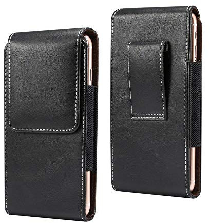 DFV mobile - Vertical Leather Holster with Belt Loop for Tesla Smartphone 3 - Black