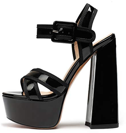 Mettesally Scarpe con Plateau Donna, Sandali con Plateau Donna, Nero, EU38