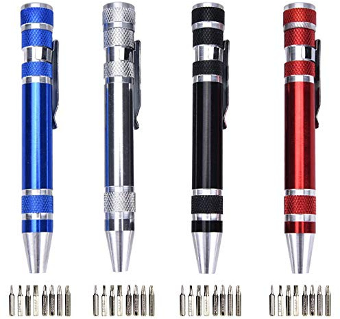 4 Sätze 8 in 1 Präzision Schraubendreher Set Feinmechaniker Schraubendreher Set Kugelschreiber Design 4x Kreuz und 4x Schlitz Mini Reparatur Werkzeug Kit für PC Brillen Uhren Handy Laptop etc