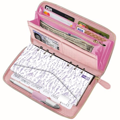 Cash Envelope Wallet All in One Budget System with 12x Tabbed Cash Envelopes, 12x Monthly Budget Cards,1x Yearly budget planner sheet Complete Money Organizer Set for Cash RFID Protection