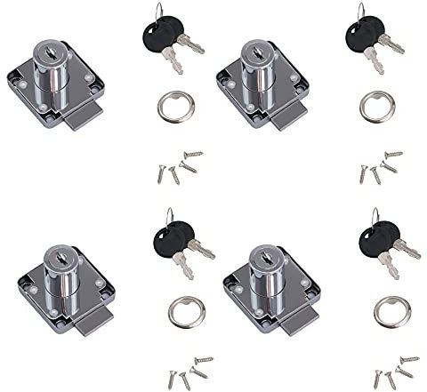 ACBungji 4 Stücke Möbelschloß Schrankschloss Zylinder-Möbelschloss Aufschraubschloss Gleichschließende Schlösser mit Schlüssel Set für Schränke Schubladen Schreibtisch