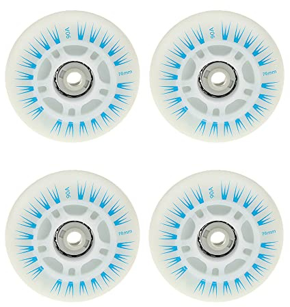 CENPEK Lot de 4 roues de patins à roulettes en ligne avec DEL, roues lumineuses durables et lumineuses pour glissement, 70 mm, bleu