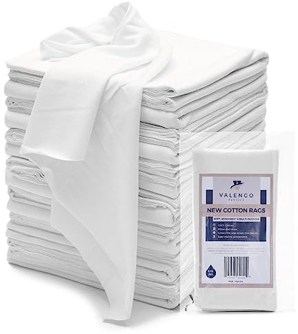 VALENGO Lot de 7 chiffons non pelucheux 100 % coton pour teinter le bois, la fonte, le nettoyage, le polissage, la peinture artistique, 43,2 x 43,2 cm