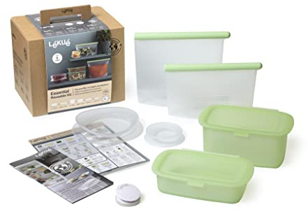 Lékué Set mit 6 wiederverwendbaren Produkten Essential, Grün, Multisize