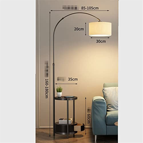 zlw-shop Lampadaire Lampe de pêche Lampe de Plancher USB Charge sans Fil avec étagère Tireuse Salon Lampe Sofa Side Chambre à Coucher Étude Lampe de Chevet Lampe sur Pied (Color : Black-Black)