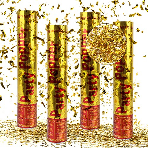 Konfettikanone, Taozoey Konfettikanone Hochzeit *4, Party Popper, Konfetti-Shooter, Konfettikanone Gold, Konfettikanonen für Hochzeit, Party, Geburtstag, Silvester