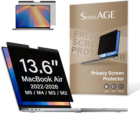 SenseAGE Magnetischer Blickschutzfilter für MacBook Air 13,6 Zoll (2022-2026, M2,M3,M4,M5), Anti-Spy & Anti-Blaulicht Sichtschutzfolie, Laptop Privacy Screen Protector, Sichtschutz Filter für MacBook