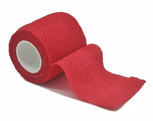 RIAAJ Colorato Nastro Avvolgente Atletico Fasciatura Elastica Autoadesiva Protezione Sportiva Ginocchio Dito Caviglia Palmo Spalla-Rosso,10cm X 4.8m