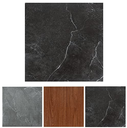 Ikodm PVC Bodenbelag Selbstklebend Vinylboden ca. 5 m² 55 Fliesen PVC Laminat Dielen Bodenfliesen 30x30cm Laminat Dielen Vinyl-Fliesen für Fußbodenheizung Schwarz Marmo