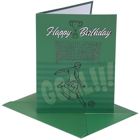 Sumerk 1 Stück Football Birthday Card with Envelope and 2 Birthday Stickers Football Geburtstagskarte Premium Greeting Gift Card for Football Player Children Woman Man（20 x 15cm）