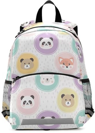 Mnsruu Kleinkind-Rucksack, niedlicher bunter Panda-Fuchs, Kinderzimmertasche für Jungen und Mädchen, Vorschule, Kindergarten, Büchertasche, Reisetasche, Kindertagesstätte mit reflektierenden Streifen,