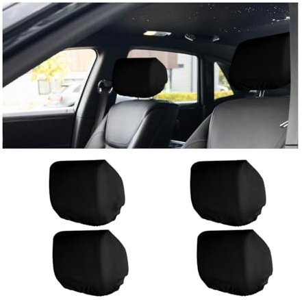JNNJ 4 Stück Auto-Kopfstützenbezüge, Atmungsaktiver Kopfstützenbezug Für Fahrzeuge, Auto Staubdichte Kopfstütze Abdeckung, Waschbare Kopfstützenbezüge Für Auto(Schwarz)