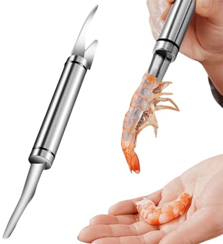 IATAHI Éplucheur De Crevettes, Couteau Ligne Crevettes,Crevette Deveiner en Acier Inoxydable,Multifuncionales Shrimp Peeling, Crevette Deveiner pour Cuisine, Outils D'Épluchage De Cuisine Créatifs